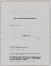 1995 Overlijden Anna Henriette Elizabeth Schouten [1909 - 1995]  